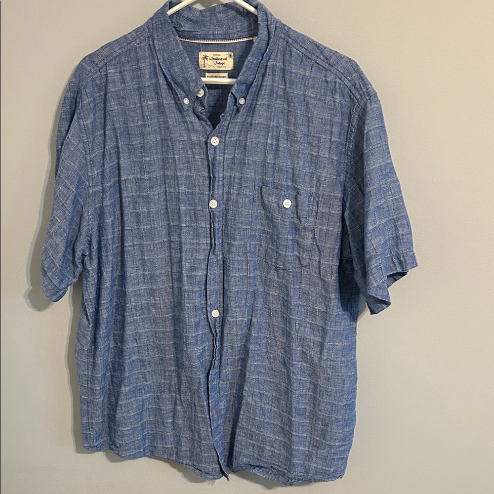 Casual Blue Plaid Button-Down Shirt for Men